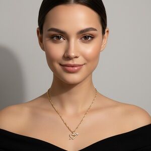 Rose Gold Singapore Chain Heart and Arrow Necklace